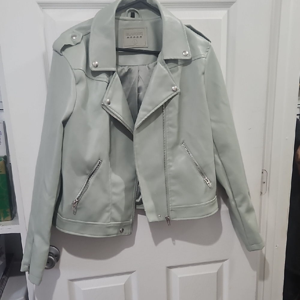 Blank‎ NYC Light Green Leather Jacket Size Large